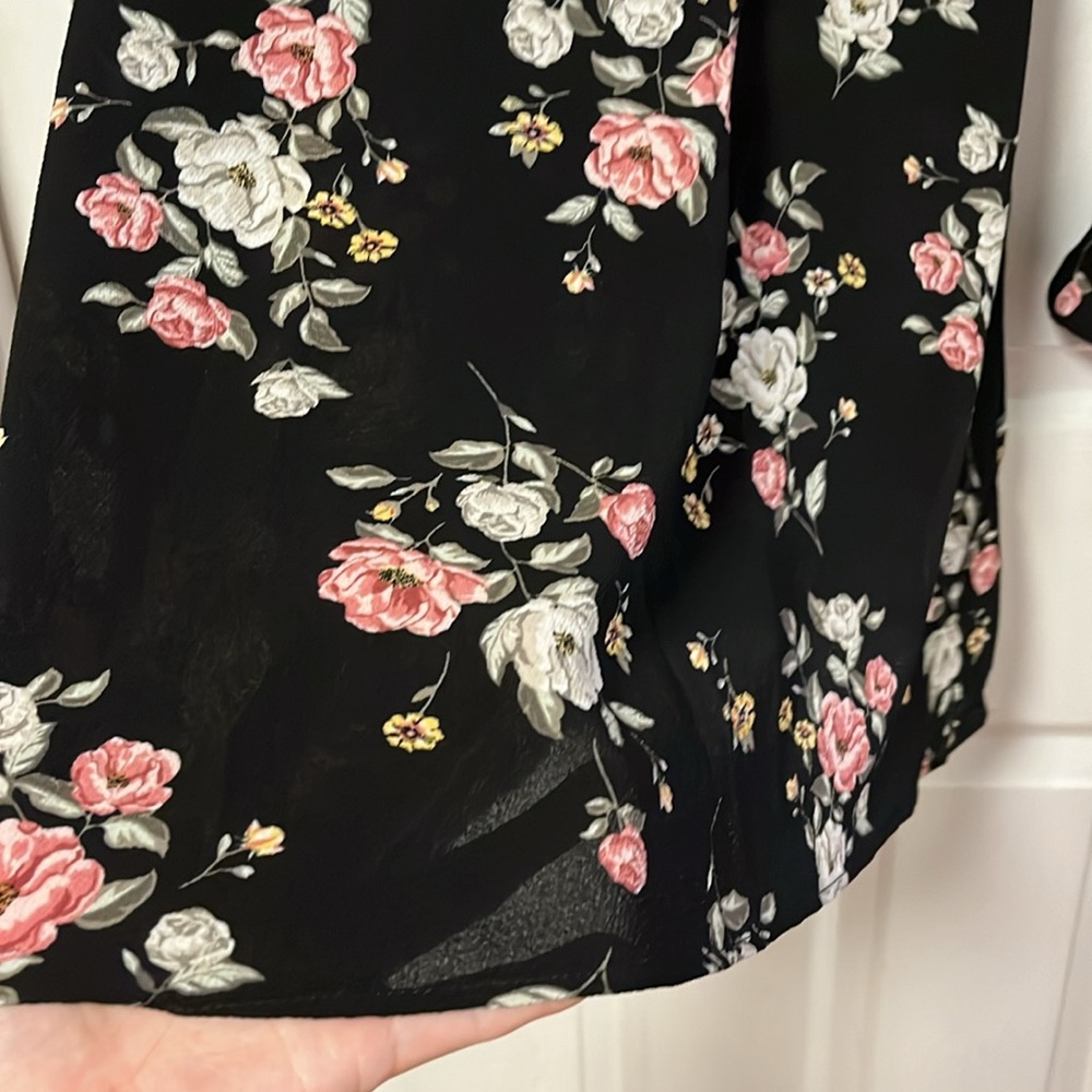 H&M Black Floral Longsleeve Aline Dress - Picture 5 of 7